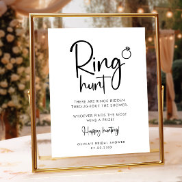 Ring Hunt Minimalist Modern Script-tecken Poster
