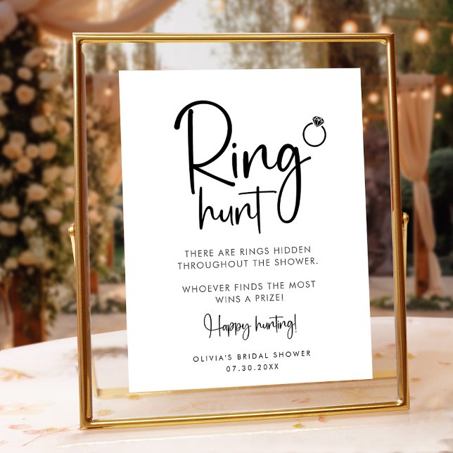 Ring Hunt Minimalist Modern Script-tecken Poster (Skapare uppladdad)