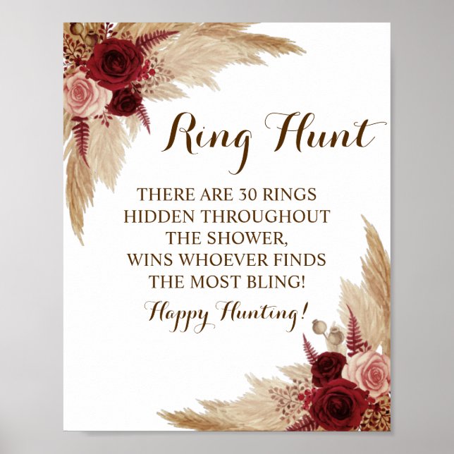 Ring Hunt Pampas Grass Möhippa Game Sign Poster (Framsidan)