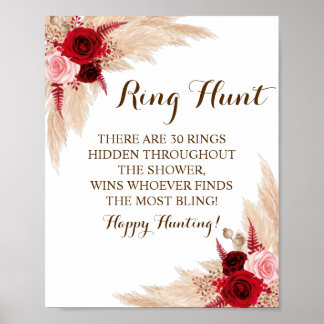 Ring Hunt Pampas Grass Möhippa Game Sign Poster