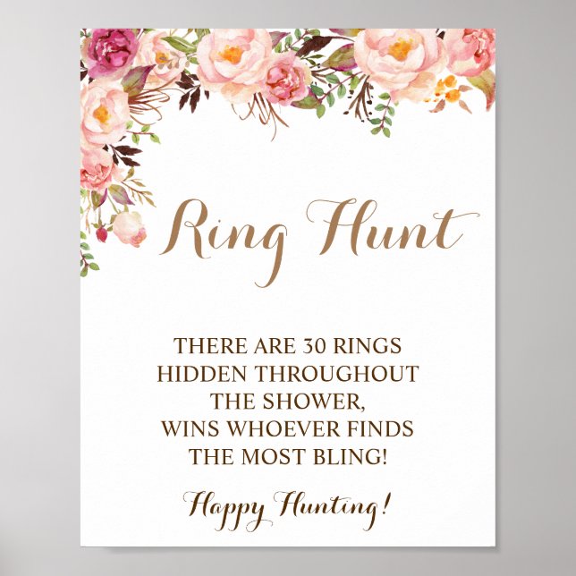 Ring Hunt Rosa  Blommigt Möhippa Spelsignatur Poster (Framsidan)
