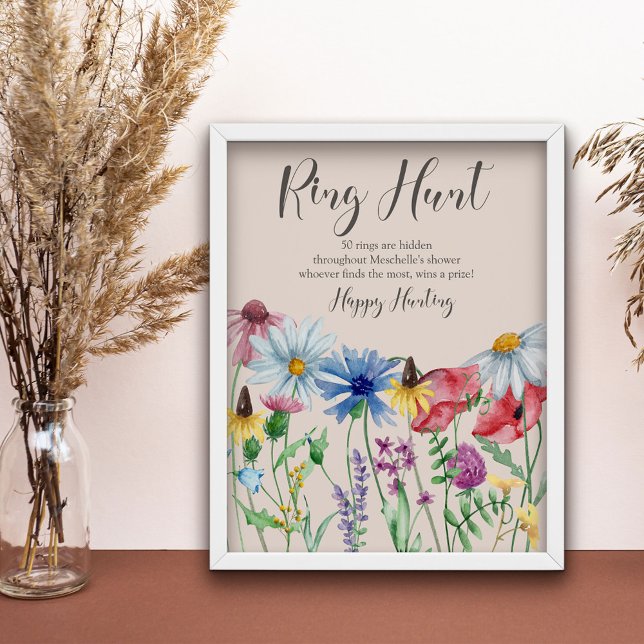 Ring Hunt Wildbloms Charm Möhippa Game Poster (Bridal Shower Ring Hunt Game from my Wildflower Charm collection)