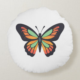 Ring i Blommor och fjäril-design Rund Kudde