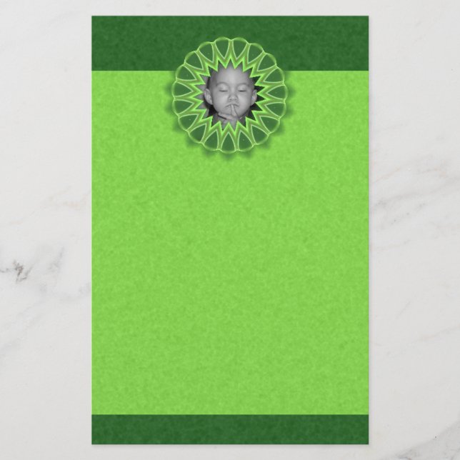 Ring i Grönt Photo Ram Kaleidoscope Mandala Brevpapper (Framsida)