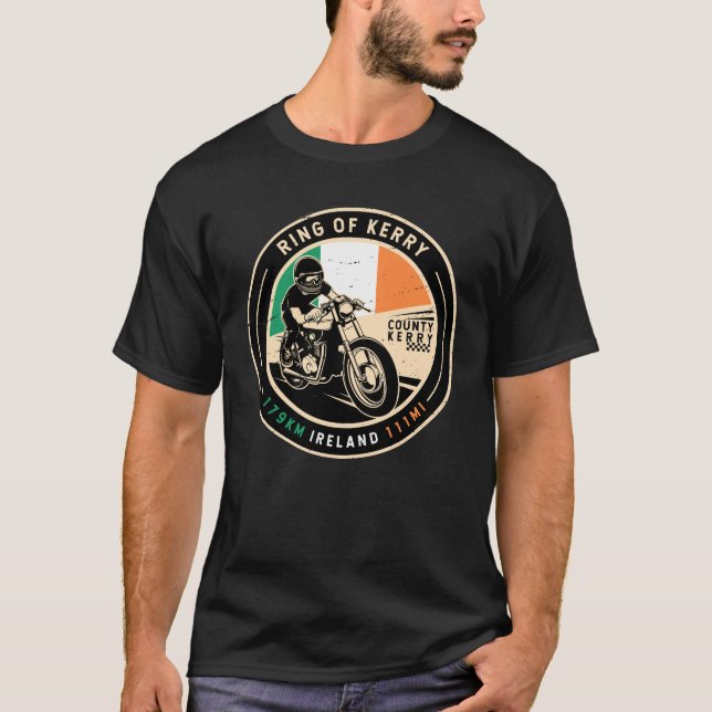 Ring i Kerry Ireland Motorcycle T Shirt (Framsida)