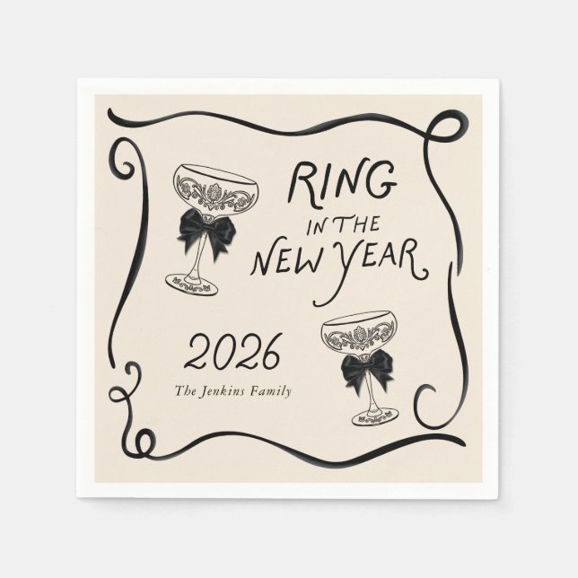 Ring in the New Year Paper Napkin Pappersservett (Framsidan)