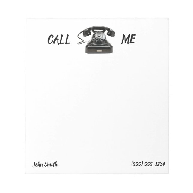 Ring ME Anpassningsbar Traditionell Telefonnummer  Anteckningsblock (Framsida)