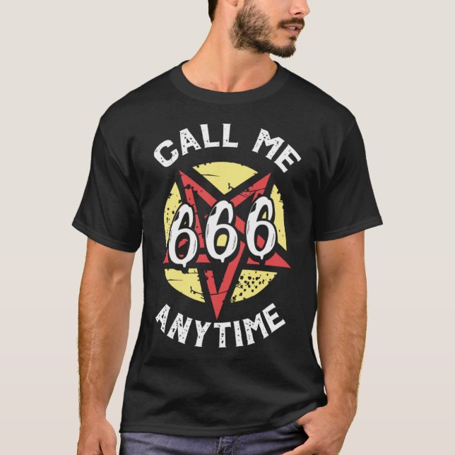 Ring mig 666 när som helst, Satanic Baphomet Witch T Shirt (Framsida)