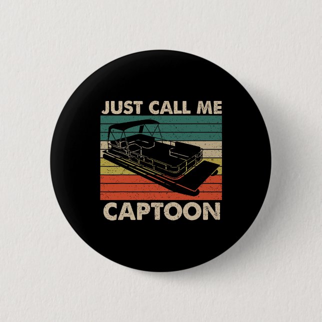 Ring mig bara Captoon Retro Pontonbåt Kapten Vi Knapp (Framsida)