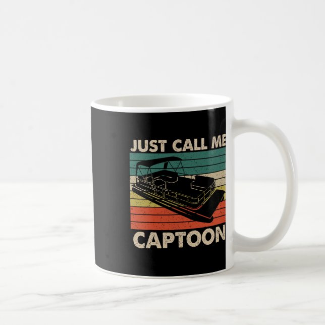 Ring mig bara Captoon Retro Pontoonbåtskapten Vi Kaffemugg (Höger)