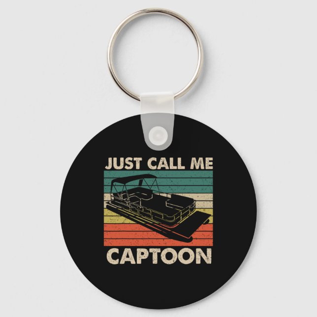Ring mig bara Captoon Retro Pontoonbåtskapten Vi Nyckelring (Framsida)