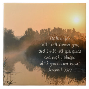 Ring mig, Bible Verse Jeremiah 33:3 Ceramic Tile Kakelplatta