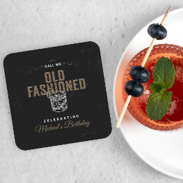 Ring mig gammaldags whisky cocktail födelsedag underlägg papper kvadrat