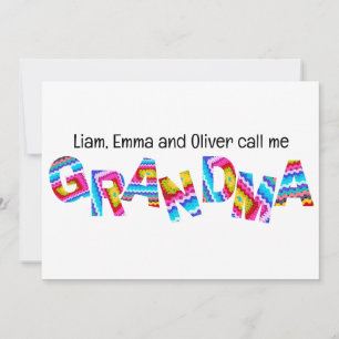 Ring mig Grandma Crochet Brev Child Namn Inbjudningar