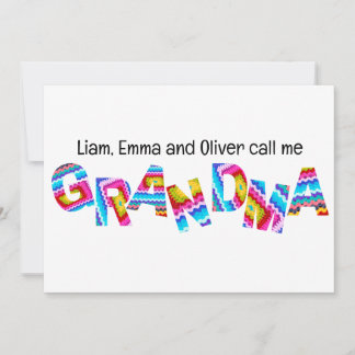 Ring mig Grandma Crochet Brev Child Namn Inbjudningar