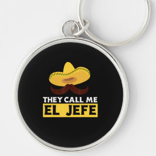 Ring mig Jefe Funny Mexican Chef Cook Chef Gift Rund Silverfärgad Nyckelring