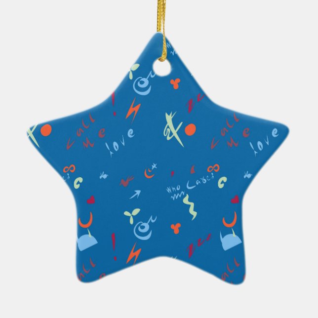 "Ring mig Kärlek" Mönster Julgransprydnad Keramik (Baksidan)