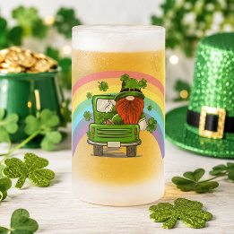 Ring mig Lycklig irländsk Gnome St Patricks Day Frostat Ölglas