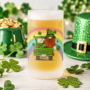 Ring mig Lycklig irländsk Gnome St Patricks Day Frostat Ölglas