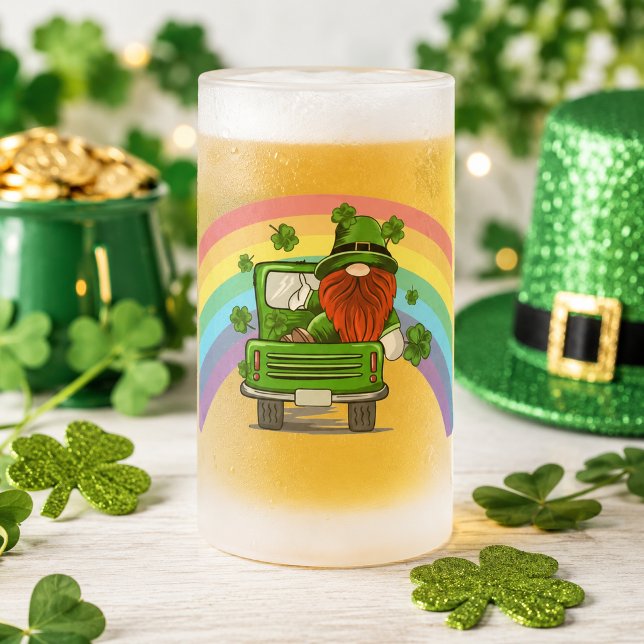 Ring mig Lycklig irländsk Gnome St Patricks Day Frostat Ölglas (Call Me Lucky Irish Gnome St Patrick's Day Frosted Glass Beer Mug)