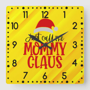 Ring mig Mamma Claus-56876 Round Clock Fyrkantig Klocka