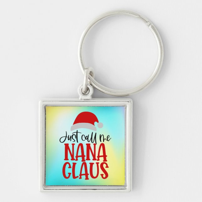 Ring mig Nana Claus-56768 Fyrkantig Silverfärgad Nyckelring (Framsidan)
