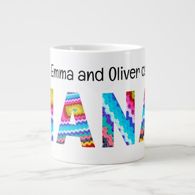 Ring mig Nana Crochet Brev Child Namn Jumbo Mugg (Framsidan)