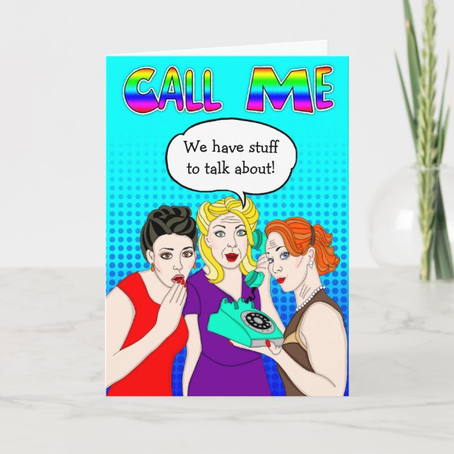 Ring mig | Retro Pop Art | Miss You Kort (Framsida)