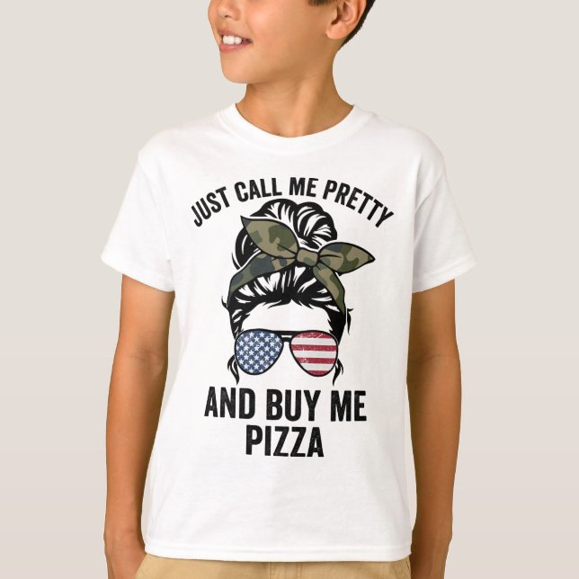 Ring mig Söt och köp Pizza Funny Girls P T Shirt (Framsida)