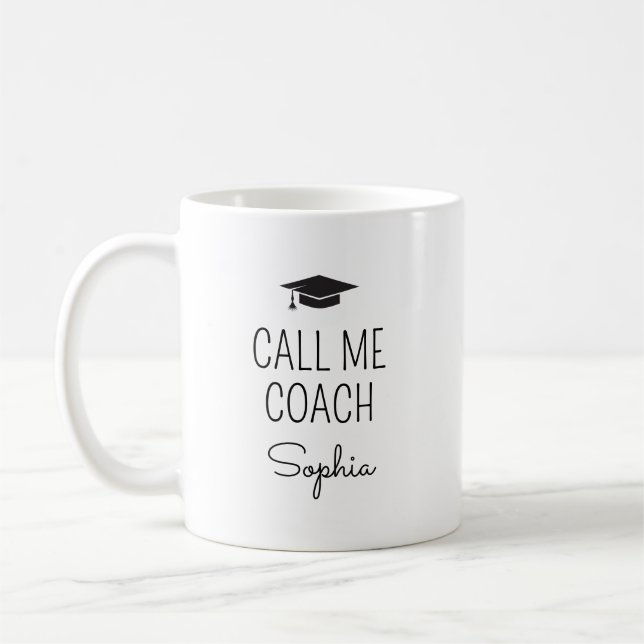 Ring mig Tränare Personligt Namn Kaffemugg (Vänster)