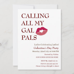 RING MIN GAL PAL Galentine's Day Girls Natt Inbjudningar