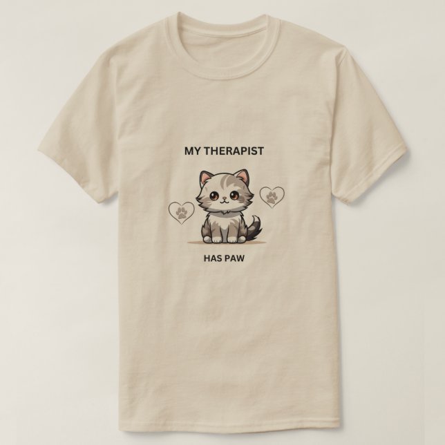 Ring min terapist - Kat & Tass citat T-Shirt (Design framsida)