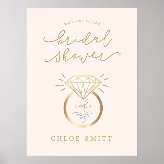 Ring Möhippa Välkomstskylt, Chic Diamond Ring Poster (Framsidan)