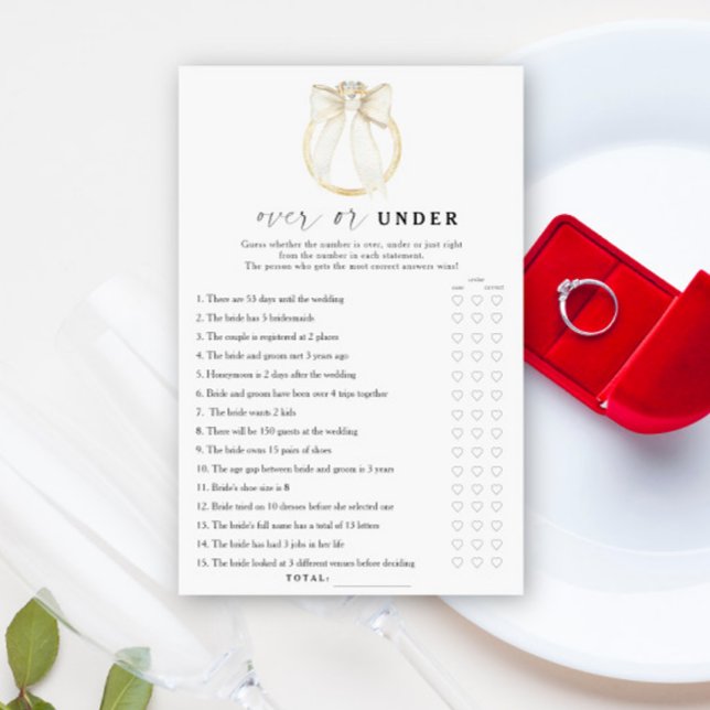 ring och båge bröllopsdusch Över eller under spel (Skapare uppladdad)