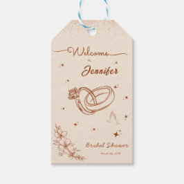 Ring och blomster Handritad Bröllopsfest  Presentetikett