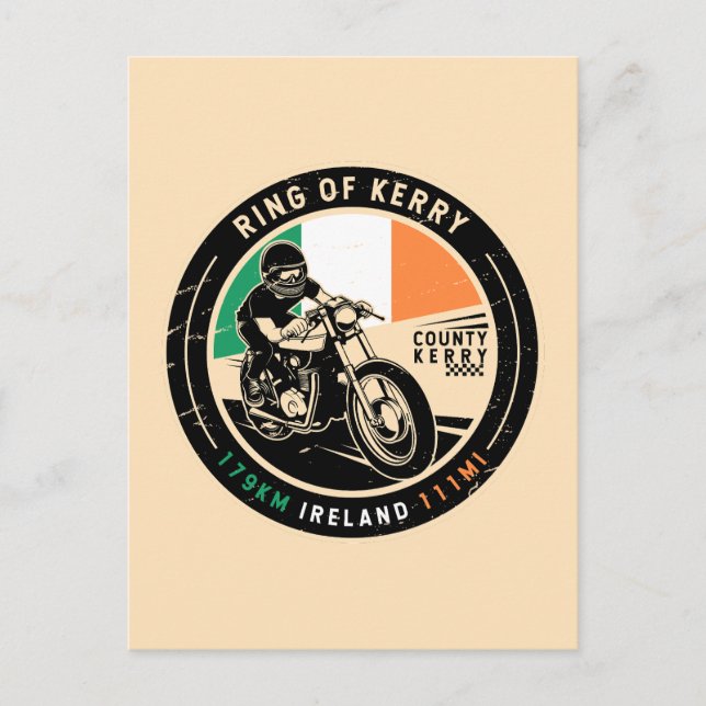Ring of Kerry Irland Motorcykel Vykort (Framsida)