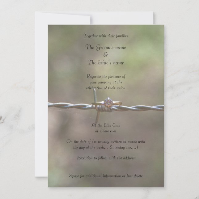 Ring om inbjudan till barbed Wire Wedding (Framsida)
