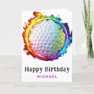 *~* Ring Rainbow Fire Golfboll AP94 Födelsedags ko Tack Kort