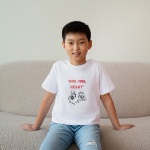"Ring ring, hej?" 2 Handdragna Skeletons som ringe T Shirt
