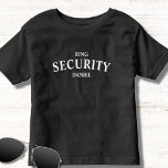 Ring Security Ring Bearer Namn T Shirt<br><div class="desc">Få din ring-ägare att känna sig speciell med den här ring-säkerhetsskjortan. Klicka - personalisera -för att enkelt lägga till ditt anpassade namn. Snyggtens balk- och vitdesign.</div>