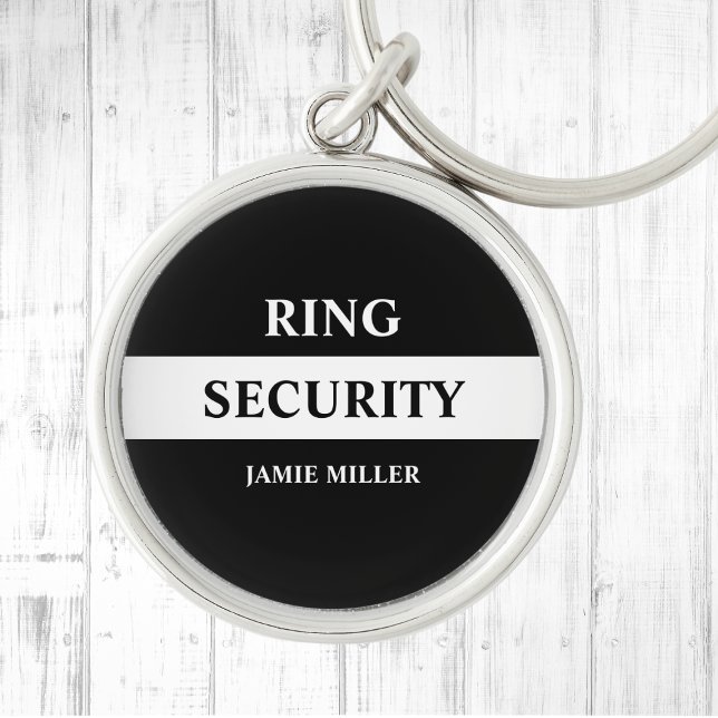 Ring Security Ring Bearer Rund Silverfärgad Nyckelring (wedding ring security ring bearer favors ring security keychain)