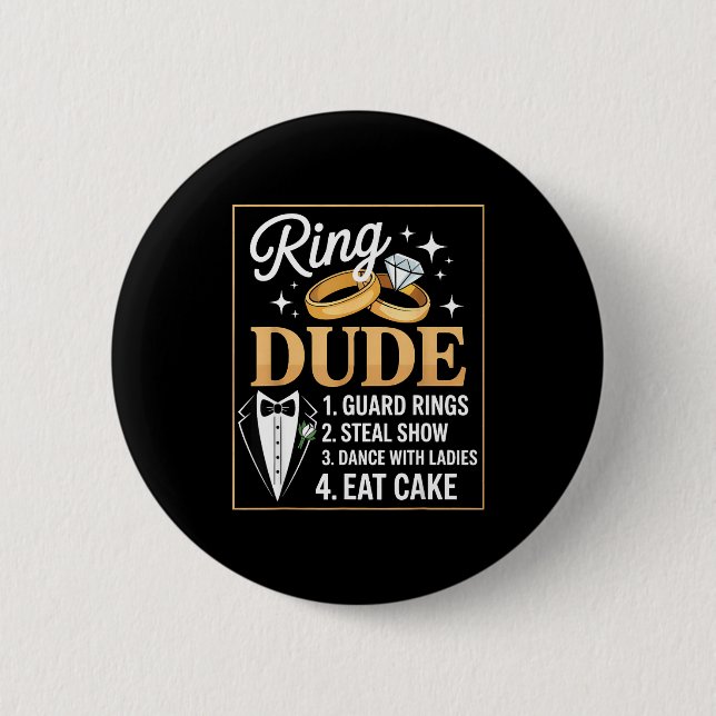 Ring Security Wedding Party Funny Ring Bearer  Knapp (Framsida)