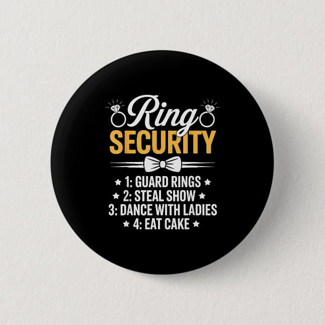 Ring Security Wedding Party Funny Ring Bearer  Knapp (Framsida)