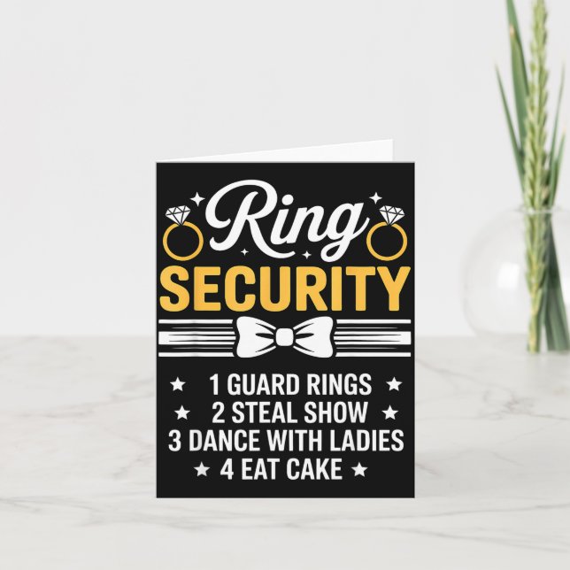Ring Security Wedding Party Funny Ring Bearer  Kort (Framsida)