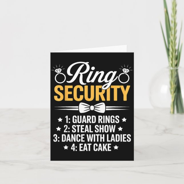 Ring Security Wedding Party Funny Ring Bearer  Kort (Framsida)