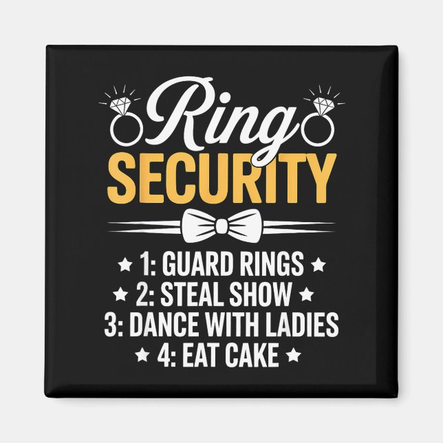 Ring Security Wedding Party Funny Ring Bearer  Magnet (Framsidan)