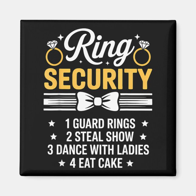 Ring Security Wedding Party Funny Ring Bearer  Magnet (Framsidan)