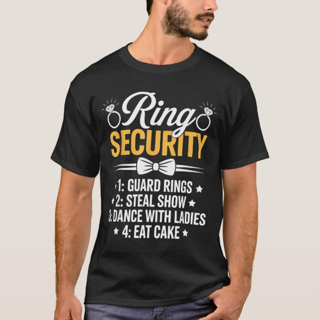 Ring Security Wedding Party Funny Ring Bearer  T Shirt (Framsida)