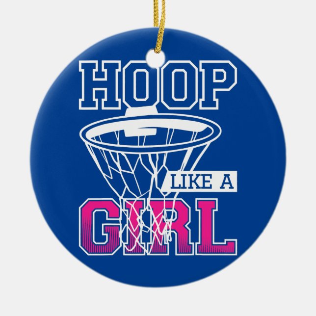 Ring som en flicka för en basketspelare julgransprydnad keramik (Framsidan)