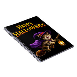 Ring tabby häxa kattunge nyckfull glad Halloween Anteckningsbok